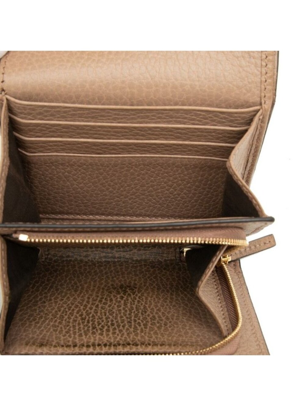 Gucci GG Supreme Marmont Bifold Wallet Beige Brown Leather - Picture 5 of 6